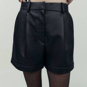 Zara Faux Leather Pleated Shorts